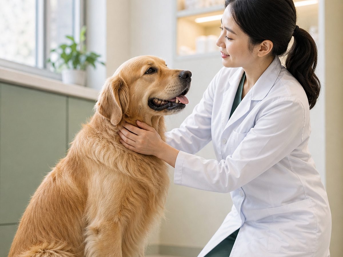 宠物医生陪伴犬猫的诊疗场景